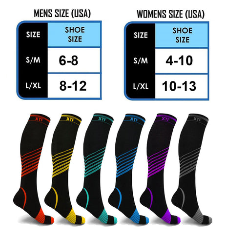 Knee High Sport 6-Pair Sport Compression Socks for Men and Women, S-M